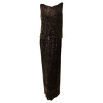 CEIL CHAPMAN 1960s Vintage 2 pc Black Beaded Gown