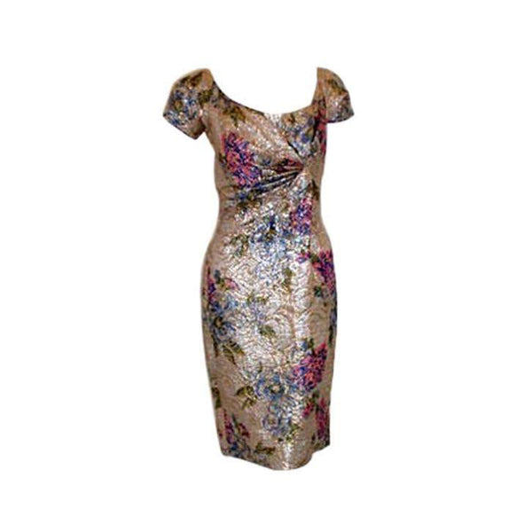 brocade cocktail dress CEIL CHAPMAN Circa 1950 Floral Brocade Cocktail Dress