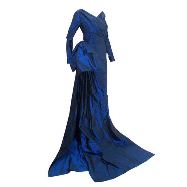 CHRISTIAN DIOR 1988 Long Blue Gown The Paper Bag Princess CHRISTIAN DIOR 1988 Long Blue Gown The Paper Bag Princess