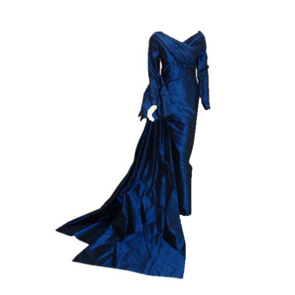 CHRISTIAN DIOR 1988 Long Blue Gown The Paper Bag Princess CHRISTIAN DIOR 1988 Long Blue Gown The Paper Bag Princess