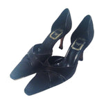 CHRISTIAN DIOR 1990s Black Silk Heels Size 39 1/2