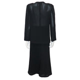Chanel Black Wool Jacket w/ 4 Pockets & Button Down Skirt 2PC Circa 1990s