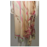 VINTAGE Custom Silk Abstract Print Creamy Peach Shift Dress