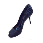 DOLCE & GABBANA Black Satin Ruched Open Toe Heels Size 7