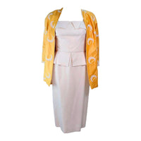 DON LOPER 1950s Yellow Silk Coat and Dress Size 2