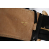 Donna Karan Black Leather Belt W/ Gold tone Buckle