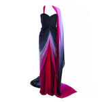 ELIZABETH MASON COUTURE 'Siren' Black to Pink Ombre Drape Gown