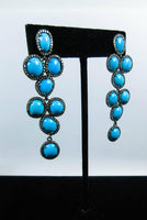 TURQUOISE and Silver Earrings with 14 Karat Gold Post Accents