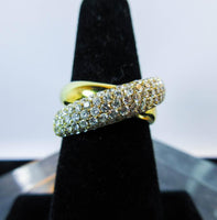 DIAMOND Criss Cross Ring 18 Karat Yellow Gold Size 7 1/4