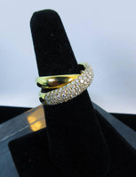 DIAMOND Criss Cross Ring 18 Karat Yellow Gold Size 7 1/4