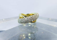DIAMOND Criss Cross Ring 18 Karat Yellow Gold Size 7 1/4