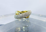 DIAMOND Criss Cross Ring 18 Karat Yellow Gold Size 7 1/4