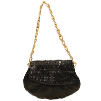 Fendi Black Satin and Sequin Clutch Bag