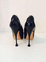 BRIAN ATWOOD Black Patent Leather Heels with Mesh Detail Size 8 1/2