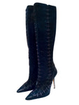 OSCAR DE LA RENTA Black Leather Knee High Pointed Boots Size 9