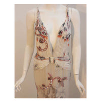 GIORGIO ARMANI Chiffon Floral Print Gown w/ Rhinestones