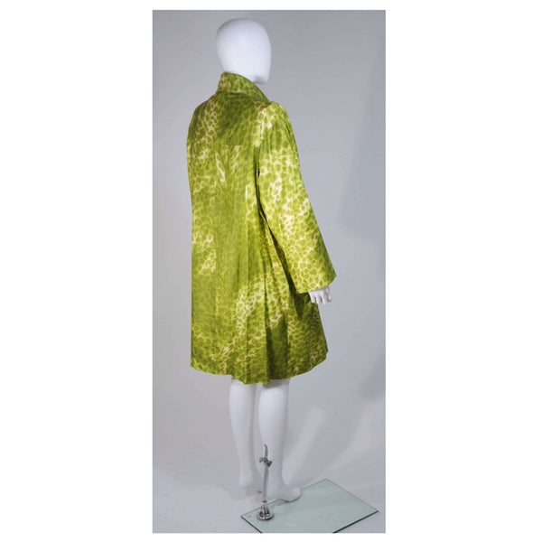 GIVENCHY 1980's-1990's Green Silk Leopard Print Coat The Paper Bag Princess GIVENCHY 1980's-1990's Green Silk Leopard Print Coat The Paper Bag Princess
