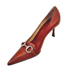 GUCCI Brown Leather Pointed Toe w/ Buckle Heels Size 7
