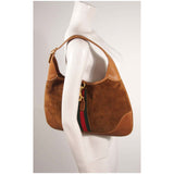 GUCCI Large Brown Suede Hobo with Gold Hardware