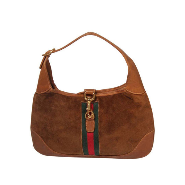 GUCCI Large Brown Suede Hobo with Gold Hardware