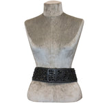 Galanos Gunmetal Rhinestone Wide Leather Belt