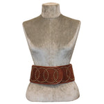 Galanos Large Brown Wide Belt With Bronze Studs