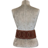 Galanos Large Brown Wide Belt With Bronze Studs