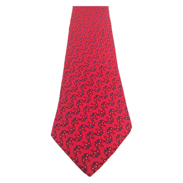 HERMES Imperial Red Silk Neck Tie Print 59 in.
