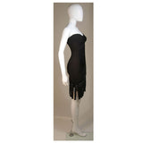 HERVE LEGER Black Bodicon Cocktail Dress with Gromets and Fringe Size XS