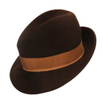 Halston Brown Felt Hat W/ Ribbon Trim Circa 1980s