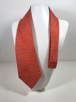 SALVATORE FERRAGAMO Orange Men's Silk Tie with Beach Ball Print