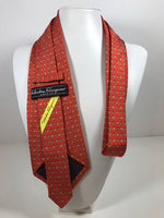 SALVATORE FERRAGAMO Orange Men's Silk Tie with Beach Ball Print