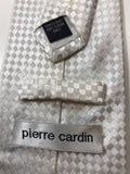 PIERRE CARDIN White on White Diamond Detail Men's Silk Tie 58 1/2 in.