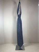 HUGO BOSS Blue Silk Tie with Square Pattern and Yellow Gold Accent 58 in.