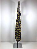 KENZO HOMME Blue Silk Tie with Yellow Floral Pattern 58 In.