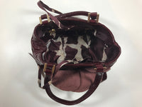 GILLI SHINY Small Patent Leather Burgundy Bag with Rose Detail Front