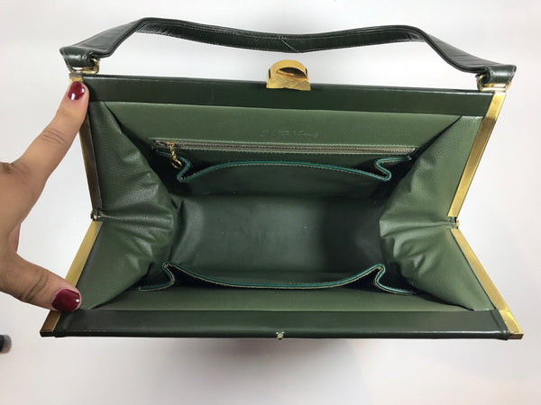 Vintage Dark Forest Green Faux Leather Purse with Shoulder Bag | eBay