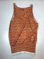 DRIES VAN NOTEN Orange and Cream V-Neck Knit Tank Top Size Small