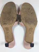 MANOLO BLAHNIK Pink Crocodile Cross Strap Sandal Slide Heel Size 7 1/2