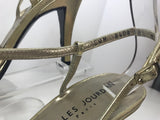 CHARLES JOURDAN Metallic Gold Leather Strappy Heels Size 8 1/2