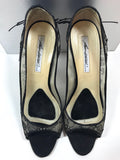 BRIAN ATWOOD Black Satin Lace Peep Toe Pump Heels with Box Size 40