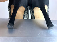 BRIAN ATWOOD Black Satin Lace Peep Toe Pump Heels with Box Size 40