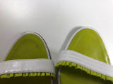 MANOLO BLAHNIK Lime Green and White Leather Mule Stiletto Size 38 1/2