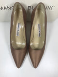 MANOLO BLAHNIK Light Brown Satin Pump Pointed Heels Size 5 1/2