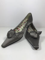 PRADA Silver Satin Pointed Toe Flats w/ Floral Lining Size 36