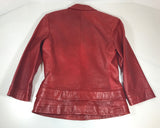 NARCISO RODRIGUEZ Red Leather Snap Jacket w/ Pockets Size 4