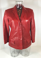 NARCISO RODRIGUEZ Red Leather Snap Jacket w/ Pockets Size 4