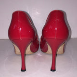 MANOLO BLAHNIK Red Patent Leather Campari Mary Jane Heels Size 39 1/2