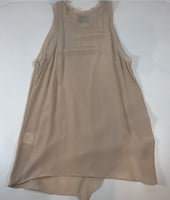 PHILLIP LIM 3.1 Nude Sleeveless Silk Asymmetrical Hem Top Size 2