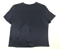 JENNI KAYNE Silk Black Short Sleeve Snap Up Work  Blouse Size XS